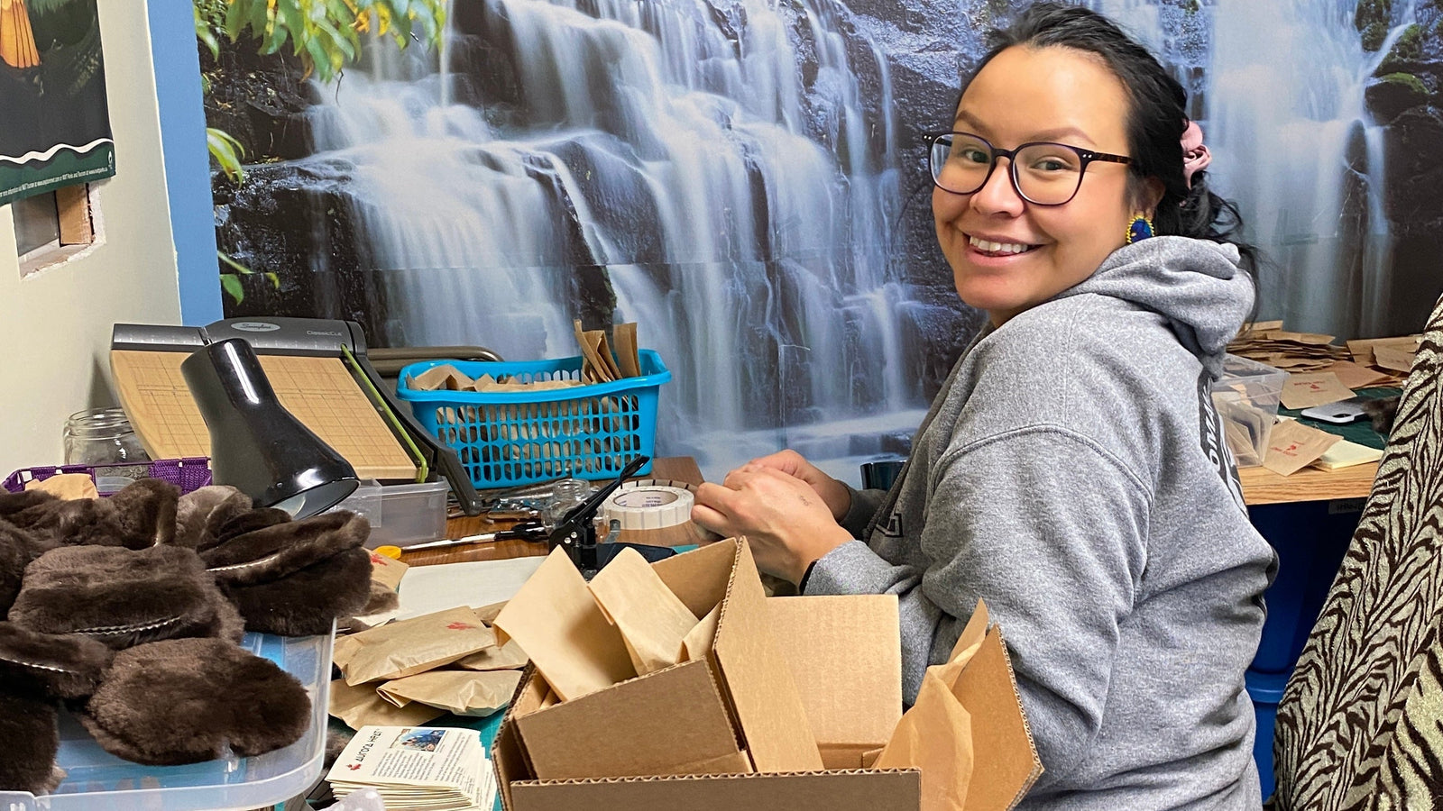 Aurora Heat hand warmers being packaged by employee