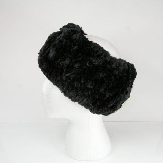 Black winter headband artisinally hand-knitted