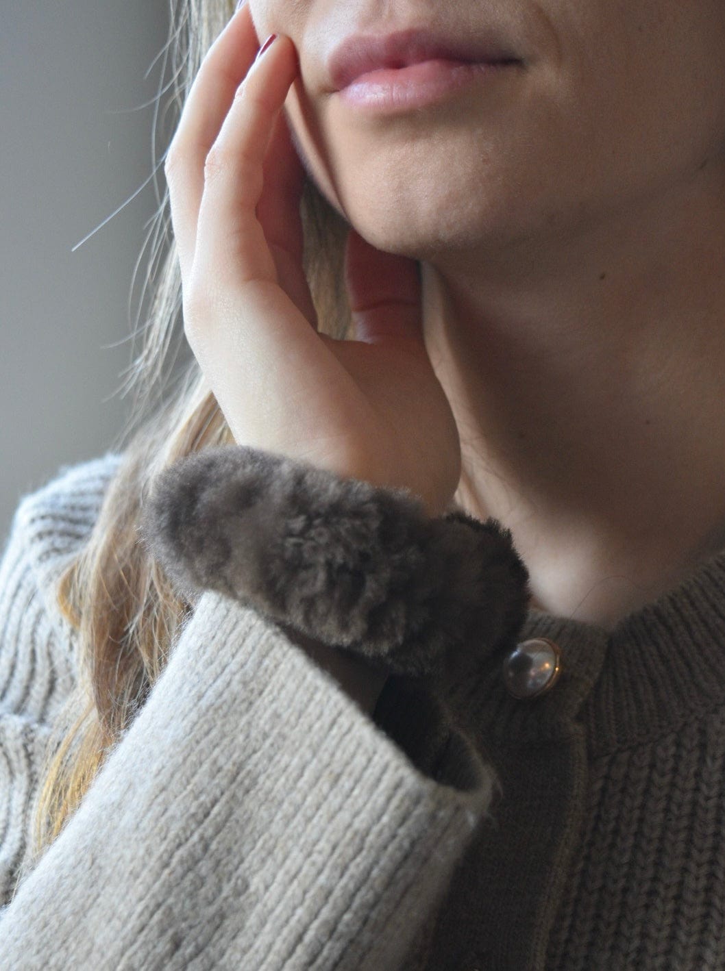 Brown fur hair scrunchies