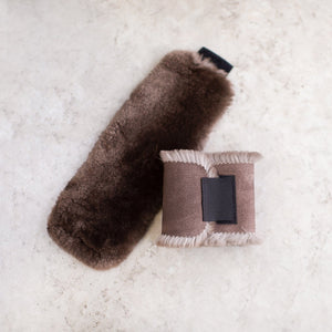 Natural Reusable Canadian Fur Ankle Warmers - Brown