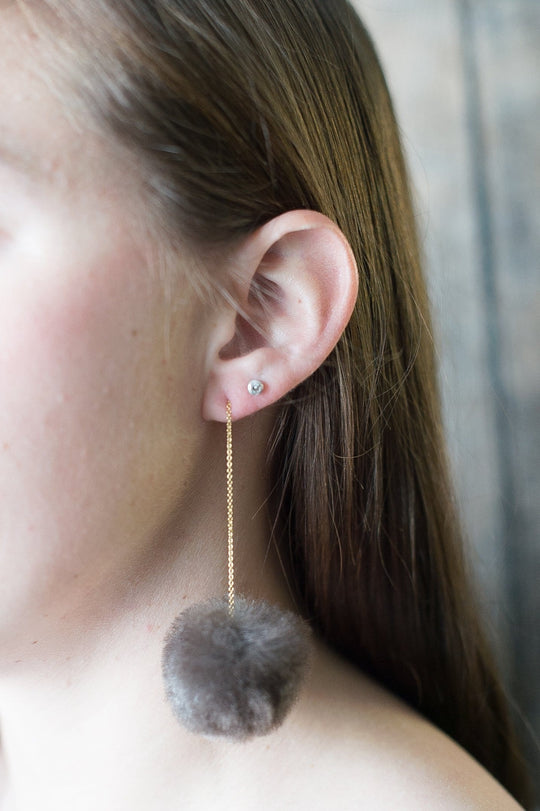 beaver fur gold earrings for women